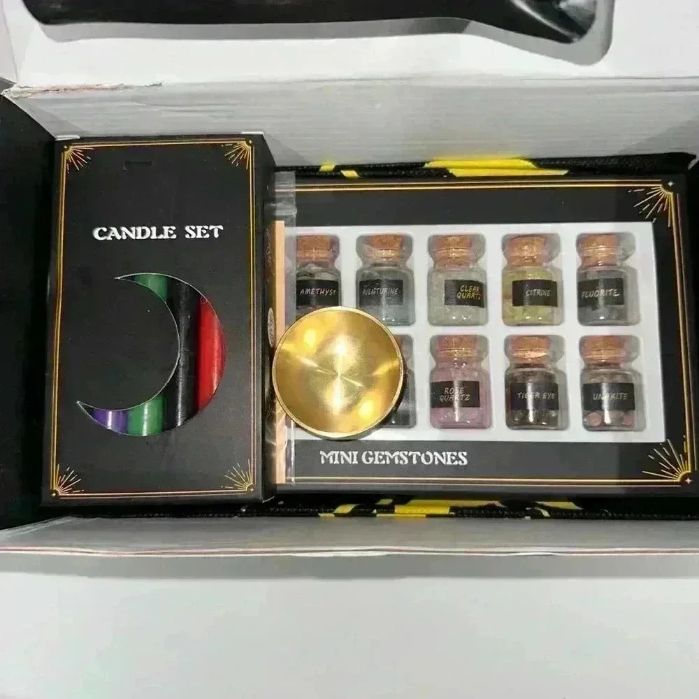 Witchcraft Kit Supplies Set Black Gold Open Box! Halloween Wicca